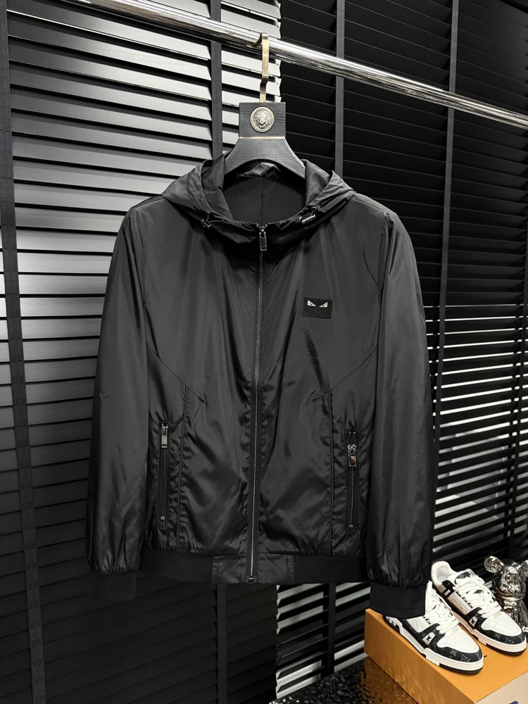 

High-End Trendy Brand Men's Hooded Jaet Versatile Simple Design Spring Autumn New Sle Small Monster Casual Outerwear
