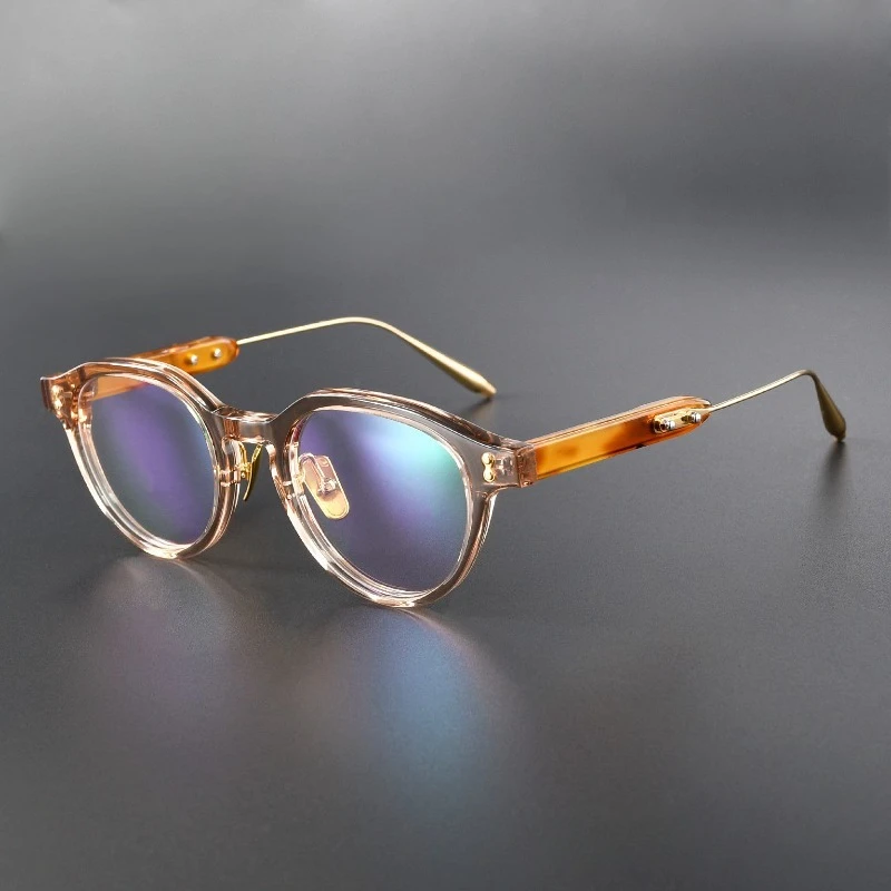 

Japanese Handmade Blue Blocking Acetate Glasses AKX-520 Retro Titanium Frames Men Designer for Reading Optical Women Spectacle