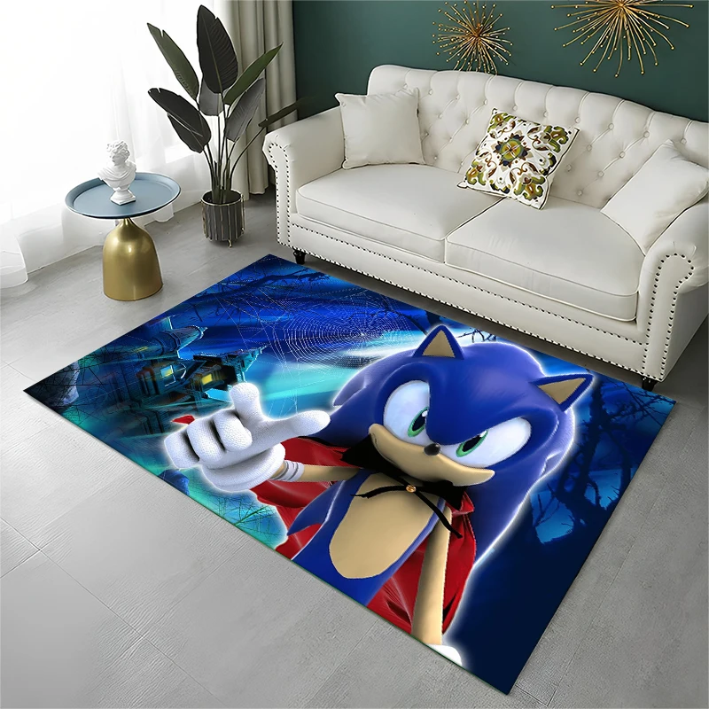 HD Retro Game S-Sonic Cartoon Non-Slip Area Rug for Living Room Bedroom Playroom,Decorative Carpet Floor Mat Home Decor Holiday