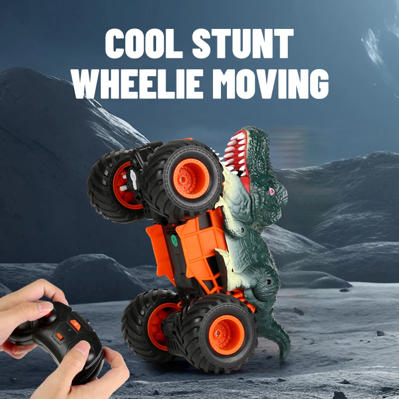 2.4GHz Dinosaur RC Car Big Wheel Remote Control Vehicle Lights Spray stunt vehicle climbs off-road children's toy car