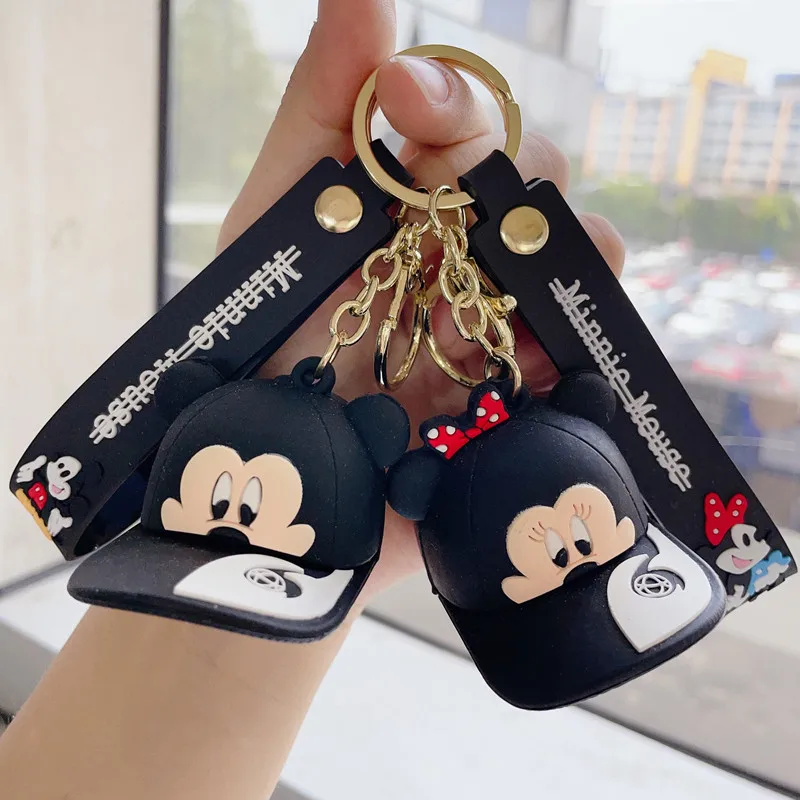 New Anime Mickey Mouse Keychain Kawaii Minnie Stitch Winnie the Pooh Keyring Cartoon Donald Duck Bag Key Pendant Gifts