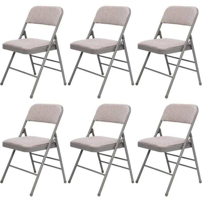 6 Pack White Folding Chairs with PVC Padded Seats and Back for Office, Lightweight Commercial Folding Chair with Steel Frame