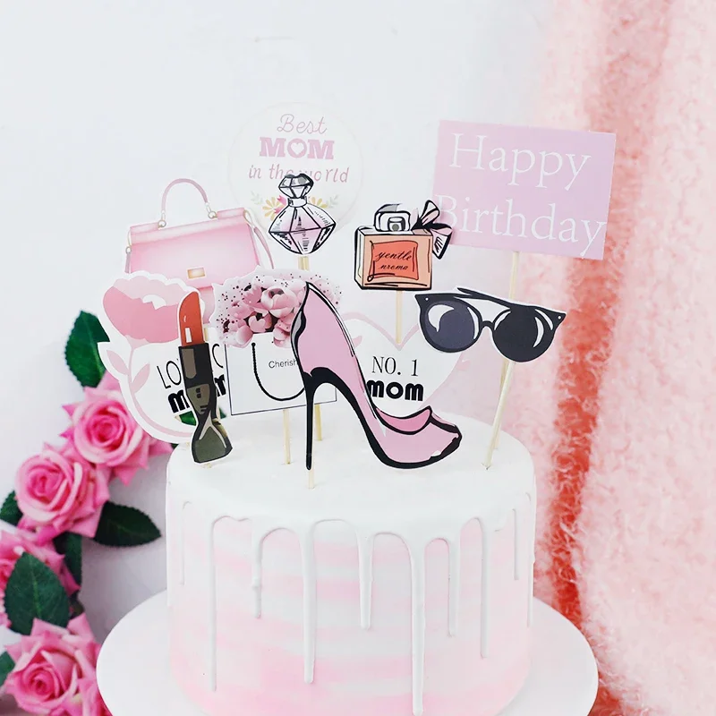 Perfume High-heeled Fashion Girl Cake Topper Cake Decoration Single Lady Happy Birthday Cake Topper Forever 21 Party Supplies