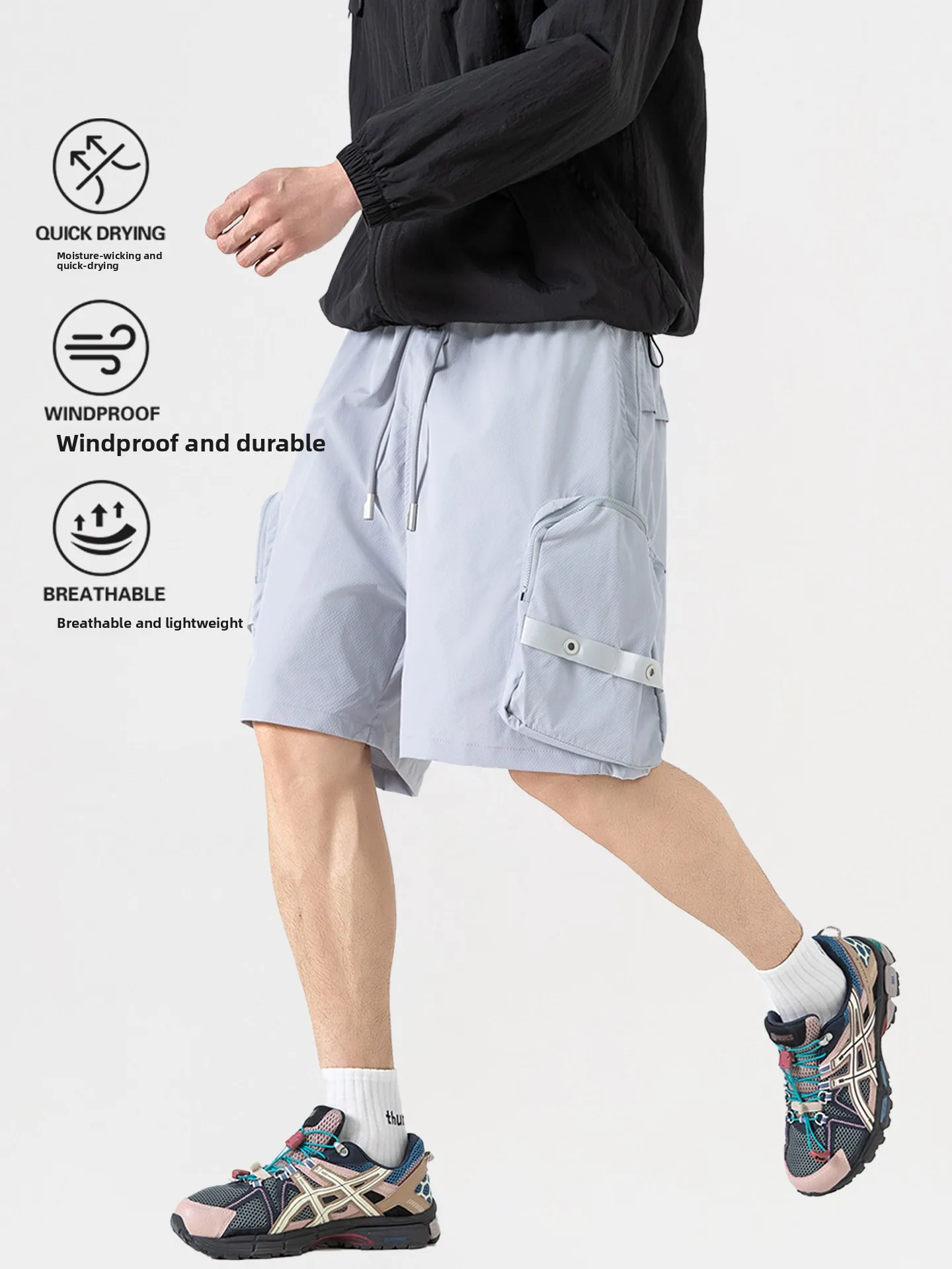 

Мужские повседневные брюки для активного отдыха и работы на открытом воздухе, быстросохнущие, с множеством карманов, для фитнеса и баскетбола, длиной до колена