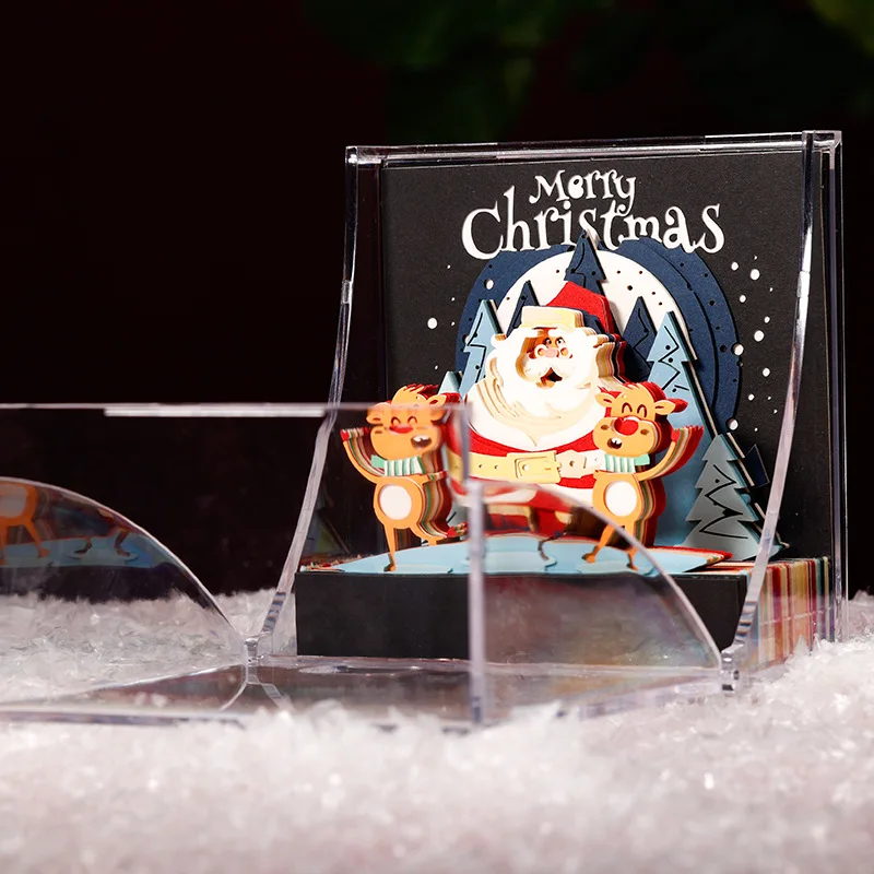 Carta per intaglio a strappo Nota adesiva Stereo 3D Carta natalizia per intaglio Carta per appunti adesiva artigianale culturale e creativo