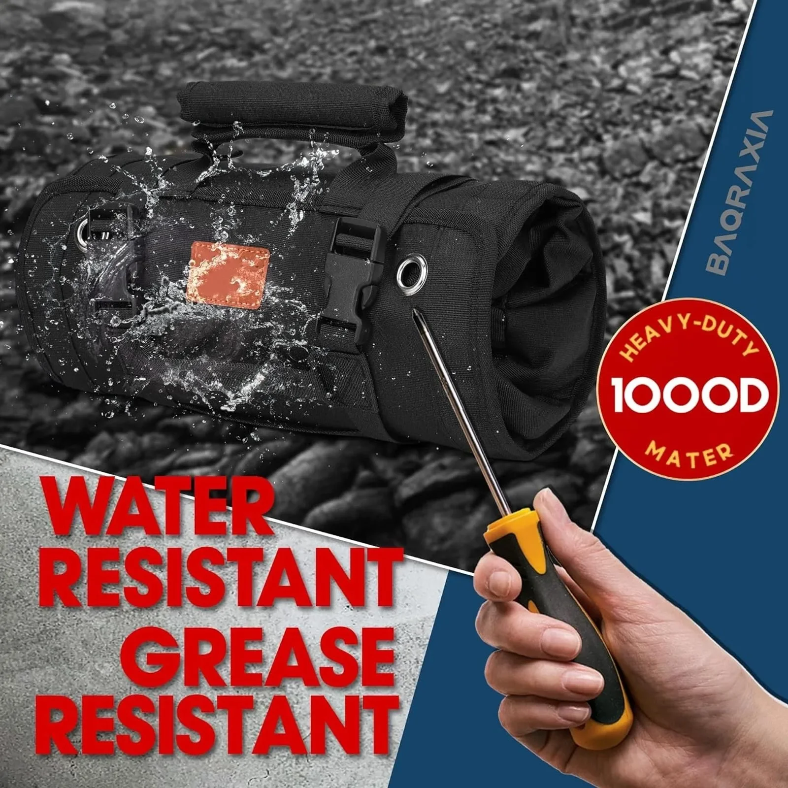 حقيبة أدوات قابلة للطي شديدة التحمل، منظم أدوات محمول مع حقيبتين صغيرة لحل تخزين الميكانيكا القابل للطي