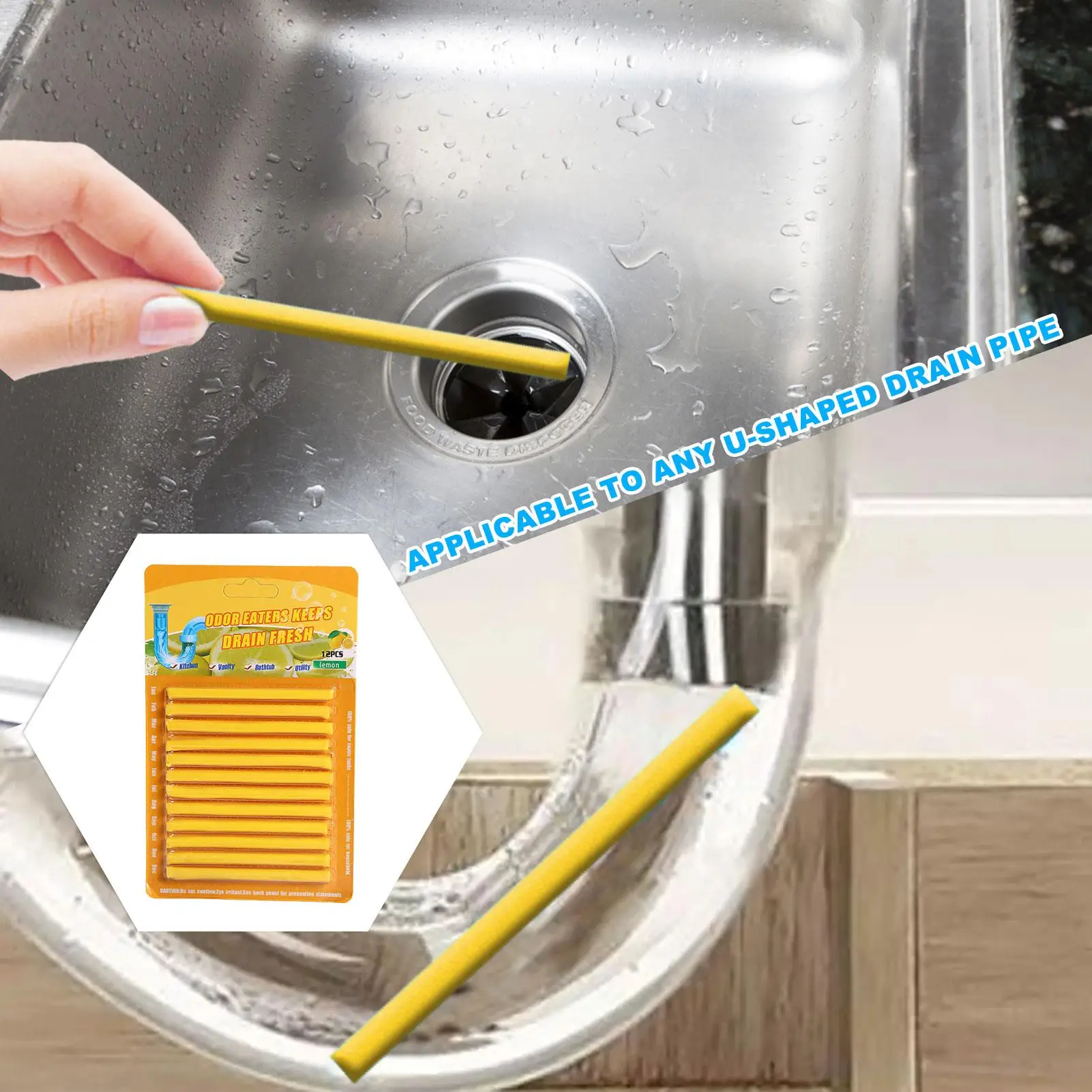 12 Pcs Pipe Drain Sticks Sink Cleaner Drain Clog Remover Tool Enzyme Opener Unclogger Tool Deodorizer For Pipe Sinks Shower