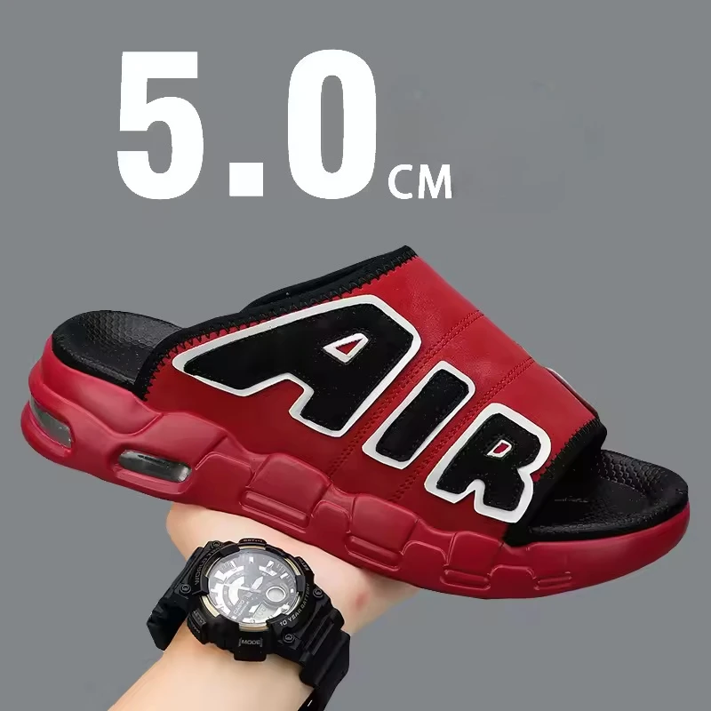 2025 New Trendy Brand Men's Slippers New Summer Style Cross-border Air Cushion Outer Wear One-row Slippers Men's Beach