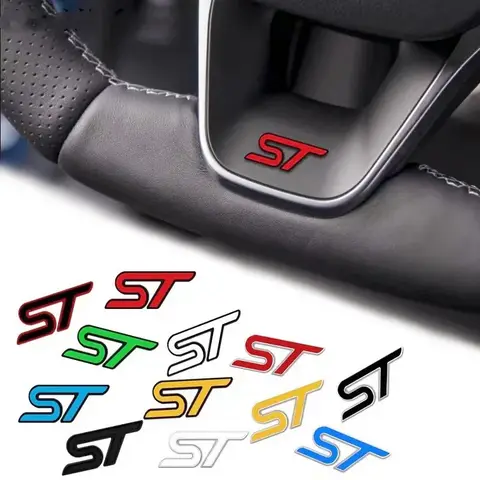 3D Metallo ST Logo Volante Dell'automobile Emblema Per Ford Focus 2 3 K2 MK3 MK7 Fiesta Kuga Puma Explorer Edge ST Adesivo Accessori