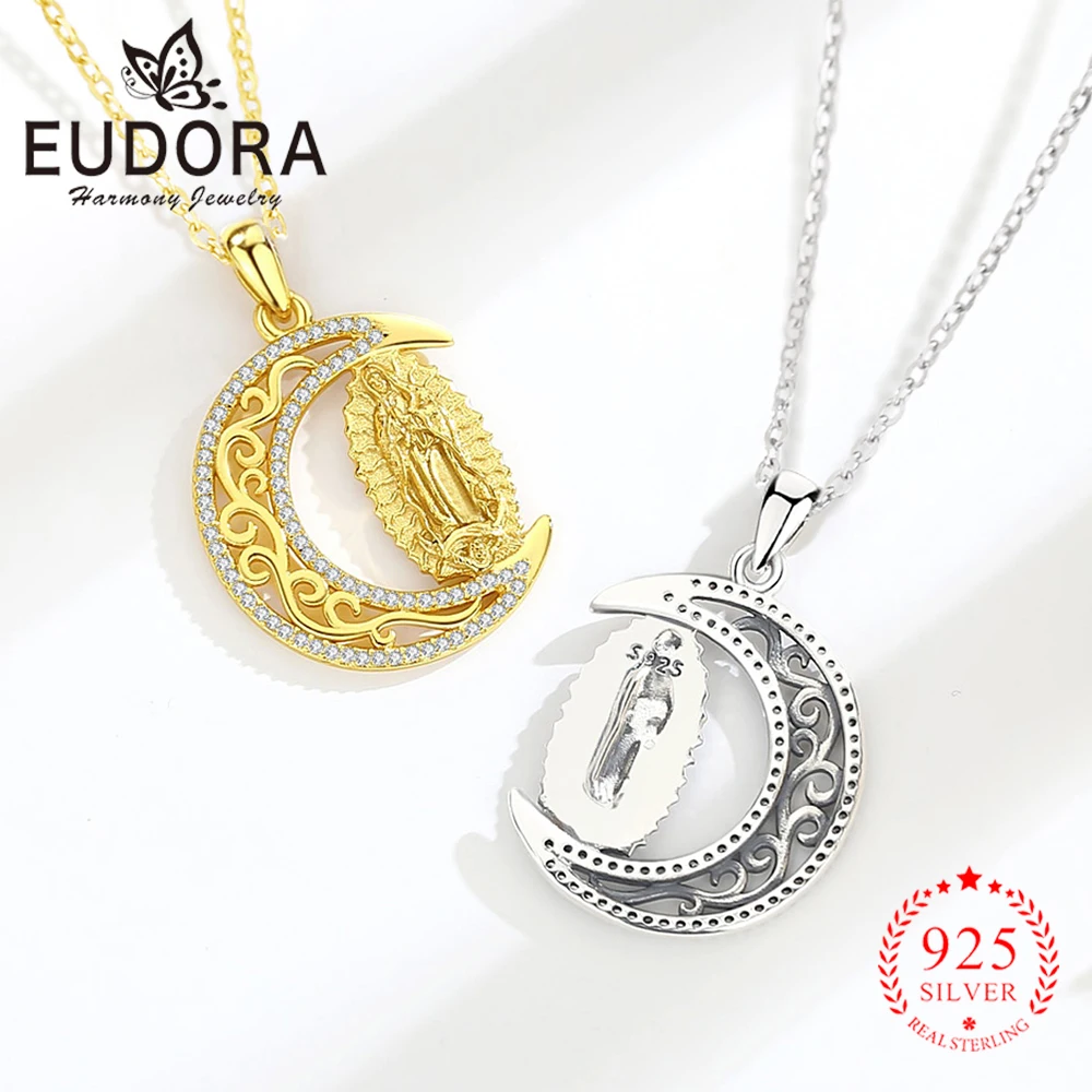 

Серебряное колье Eudora 925 пробы с изображением Девы Марии, покрытое 18-каратным золотом, кулон с изображением Богородицы, религиозное украшение, праздничный подарок для всех.