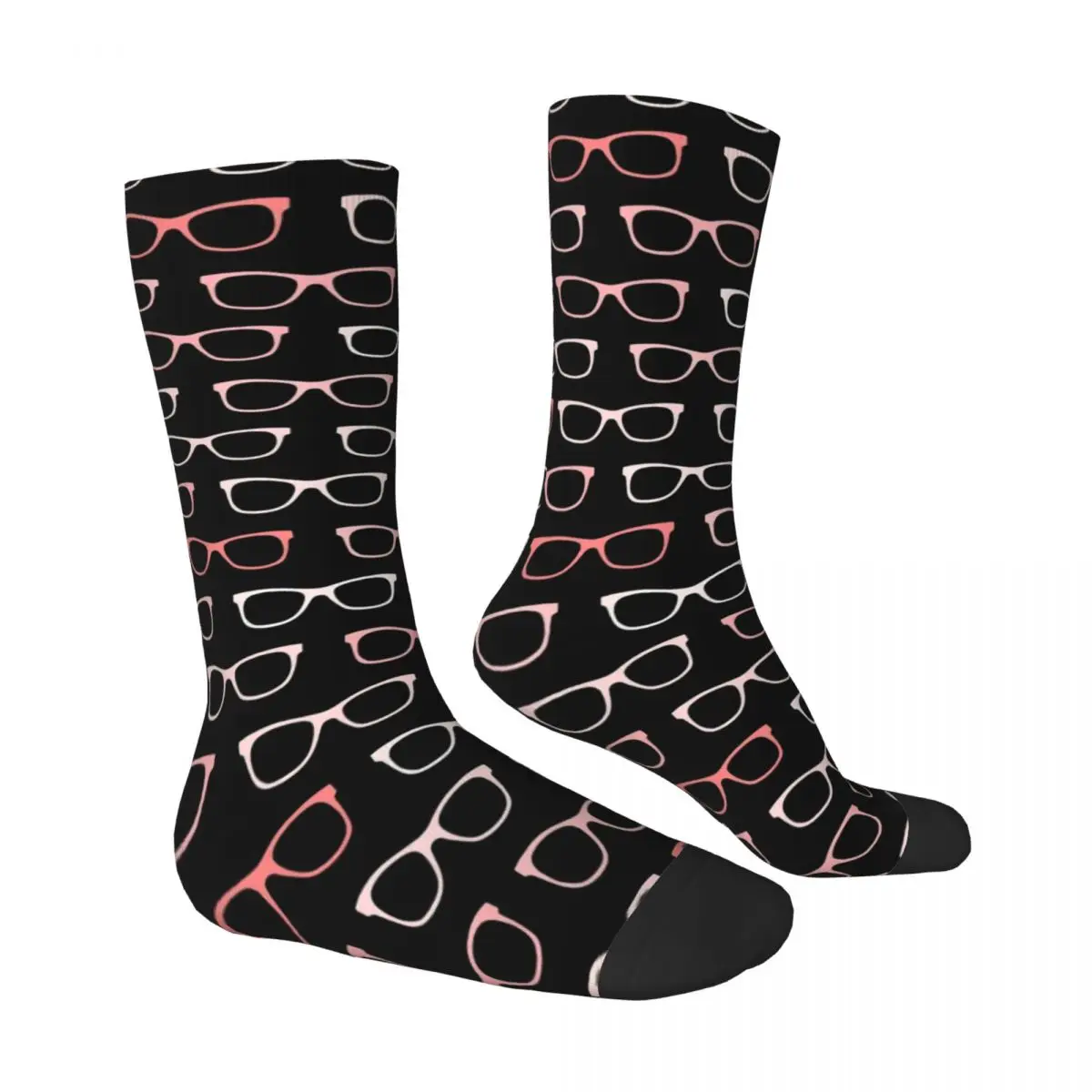 Pink Black Glasses Socks Hipster Eyeglasses Fashion Stockings Ladies Breathable Running Sports Socks Autumn Anti Sweat Socks