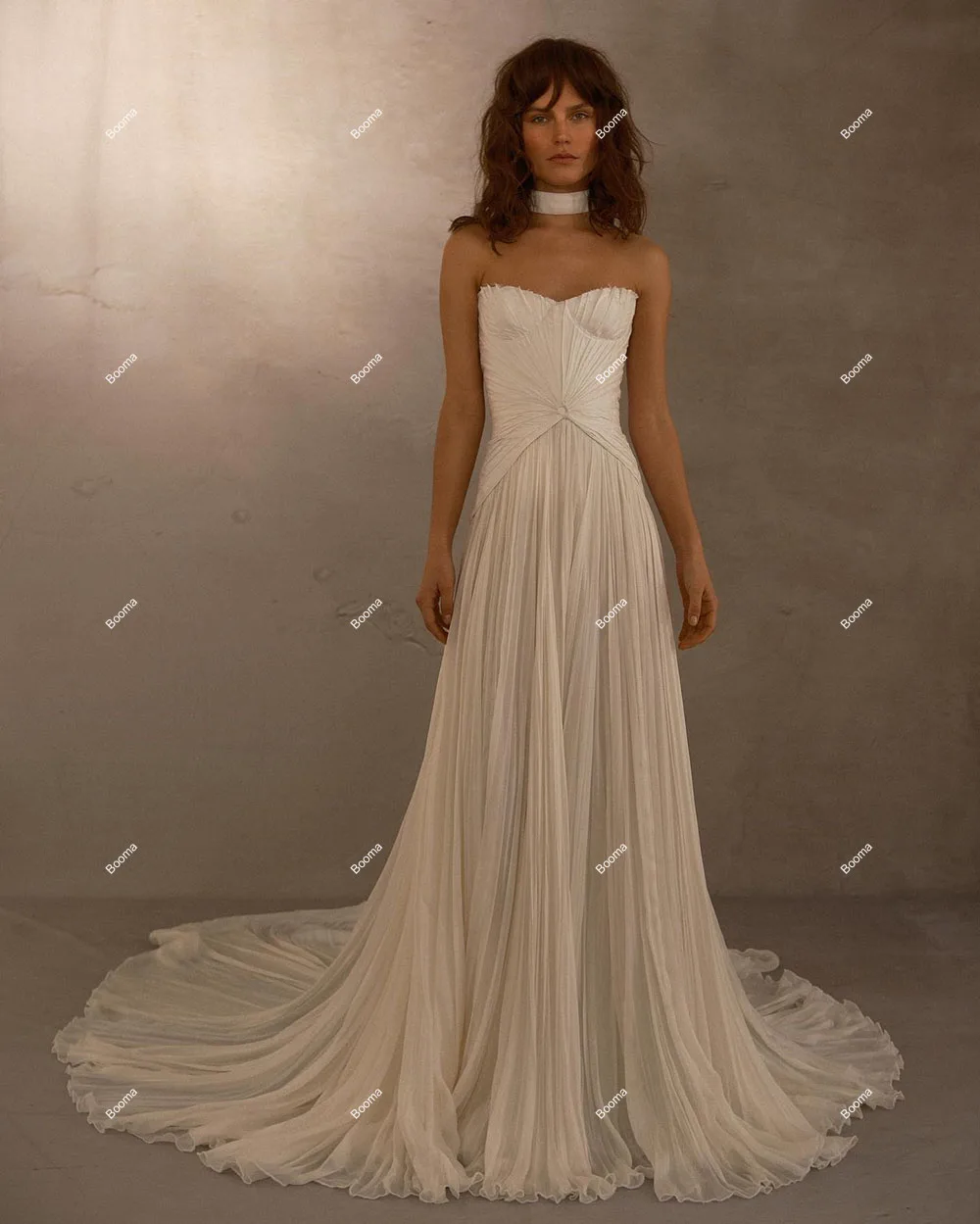 Booma Generous A-Line Wedding Dresses Sweetheart Pleats Chiffon Brides Dress for Women Elgenat Bridals Party Gowns Customized