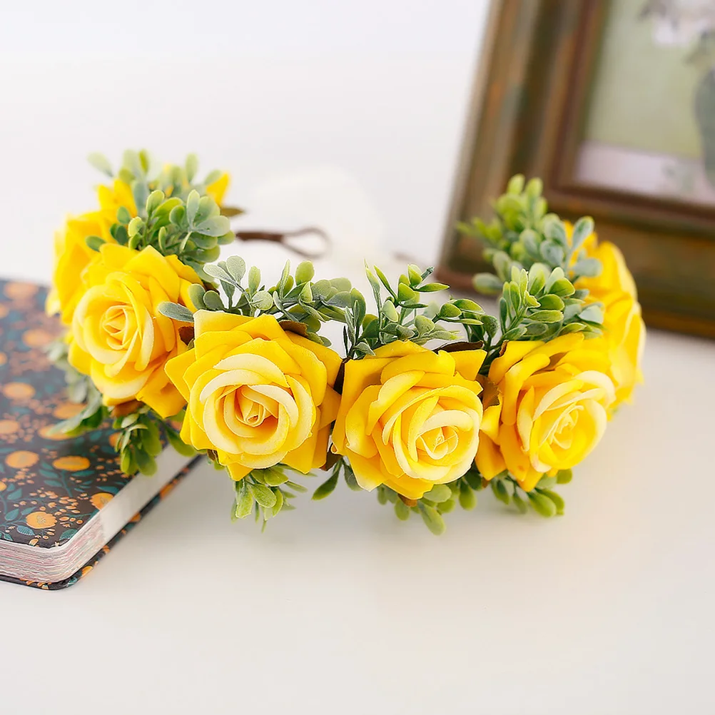 

1pc Flower Headband Artificial Rose Hair Hoop For Wedding Party Cosplay Festival Bridal Headdress Holiday Gift Photo Prop