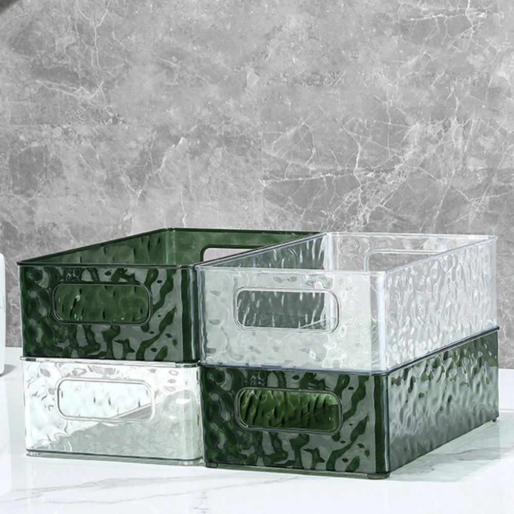 

3pcs Storage Tray Transparent Green Gray Bedroom Kitchen Bathroom Office Makeup Vanity ganizer Decorative