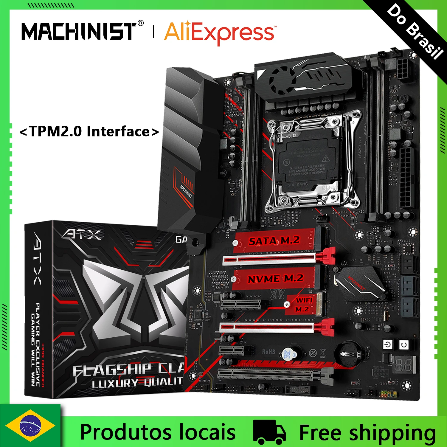 Placa-mãe MACHINIST X99 MR9A PRO MAX com suporte TPM2.0 para CPU Intel Xeon E5 V3/V4 LGA 2011-3, RAM DDR4 de quatro canais e NVME/SATA M.2