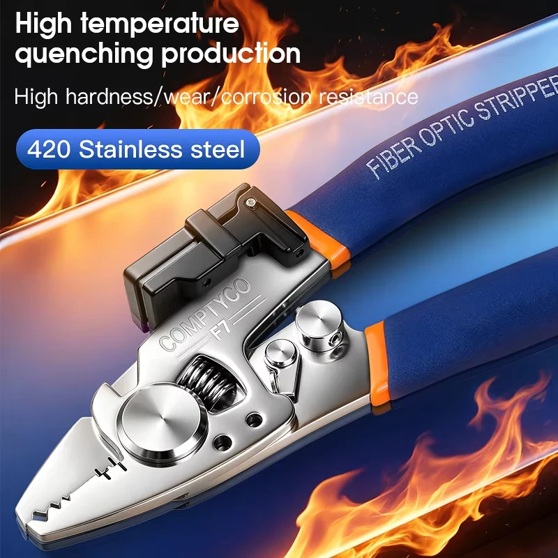 F7 Multi-functional Optical Fiber Stripping Pliers FTTH Tool Fiber Optic Cable Stripper With Cleaning Clip