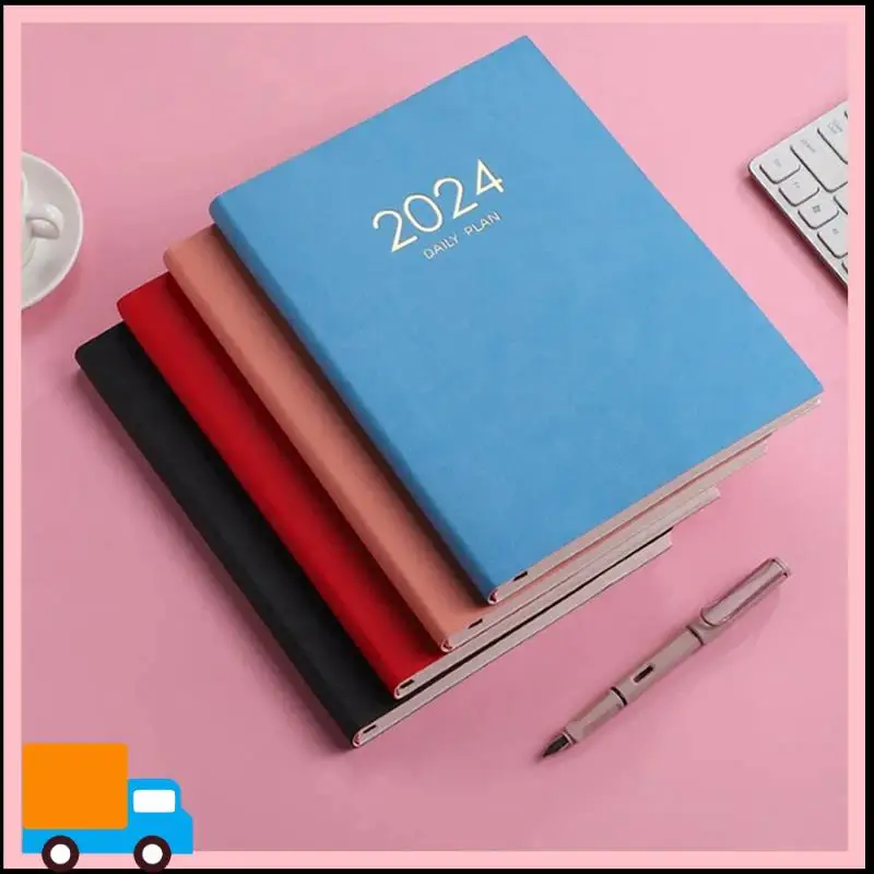 2024 Pink Plan Notebook Calendar Thickened Daily Plan Notebook Weekly Notebook Office School Supplies Easy To Use