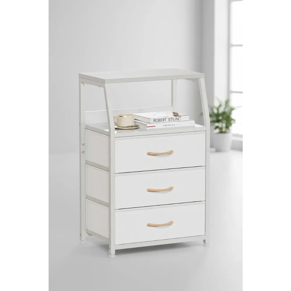 

Современная белая тумбочка с 3 ящиками и двухуровневой полкой, небольшой торцевой столик для органайзера для хранения в спальне