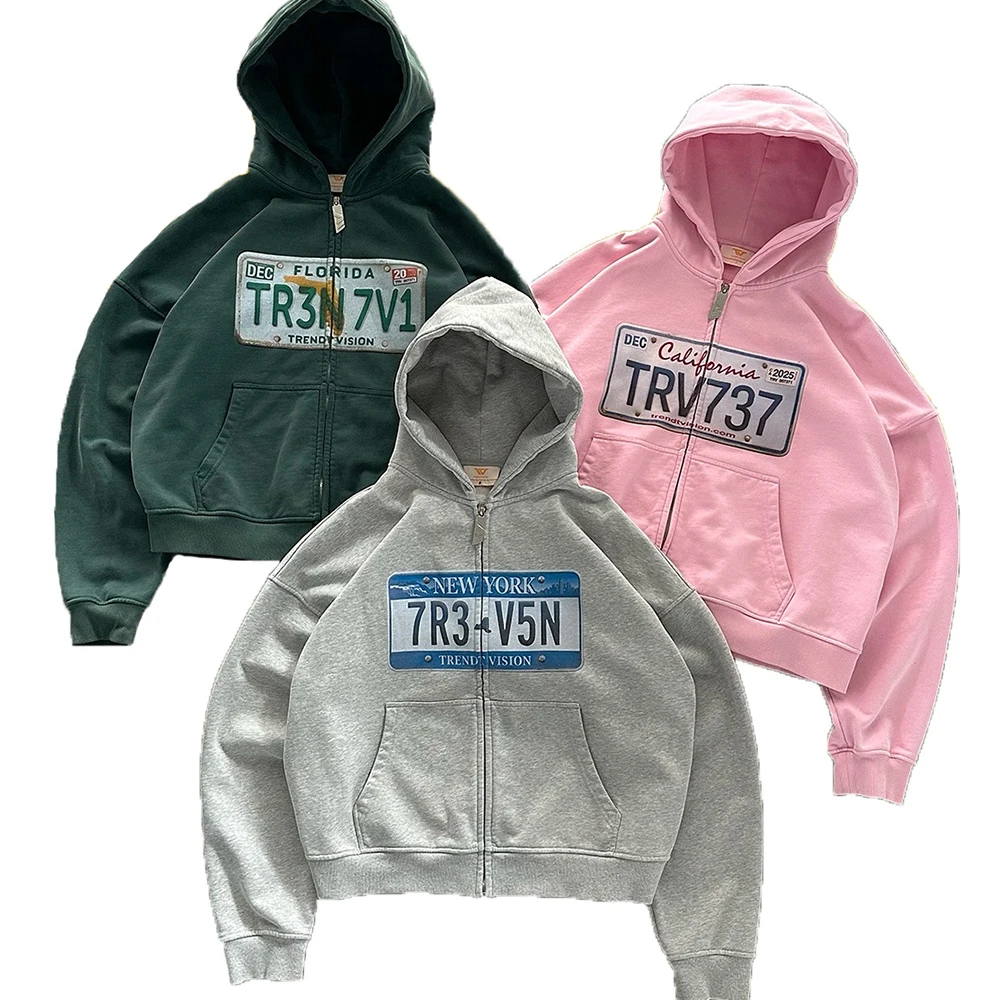 

Y2K American letter embroidery print hooded loose retro street loose unisex jacket ins hoodie autumn winter