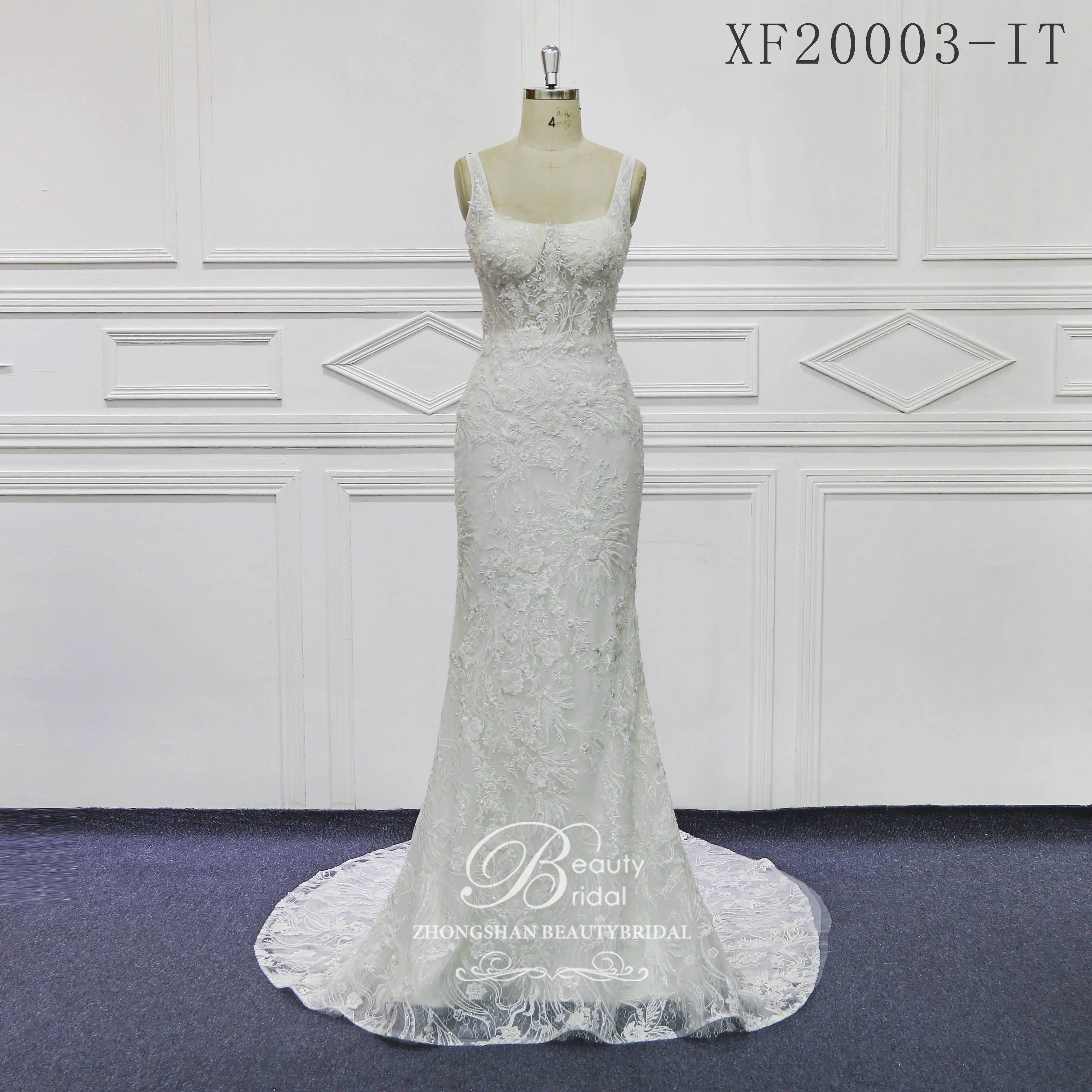 2023weddingdress sereia laço feito sob encomenda tribunal trem squarecollar clássico womandress nupcial árabe romântico xf20003 beautyfull