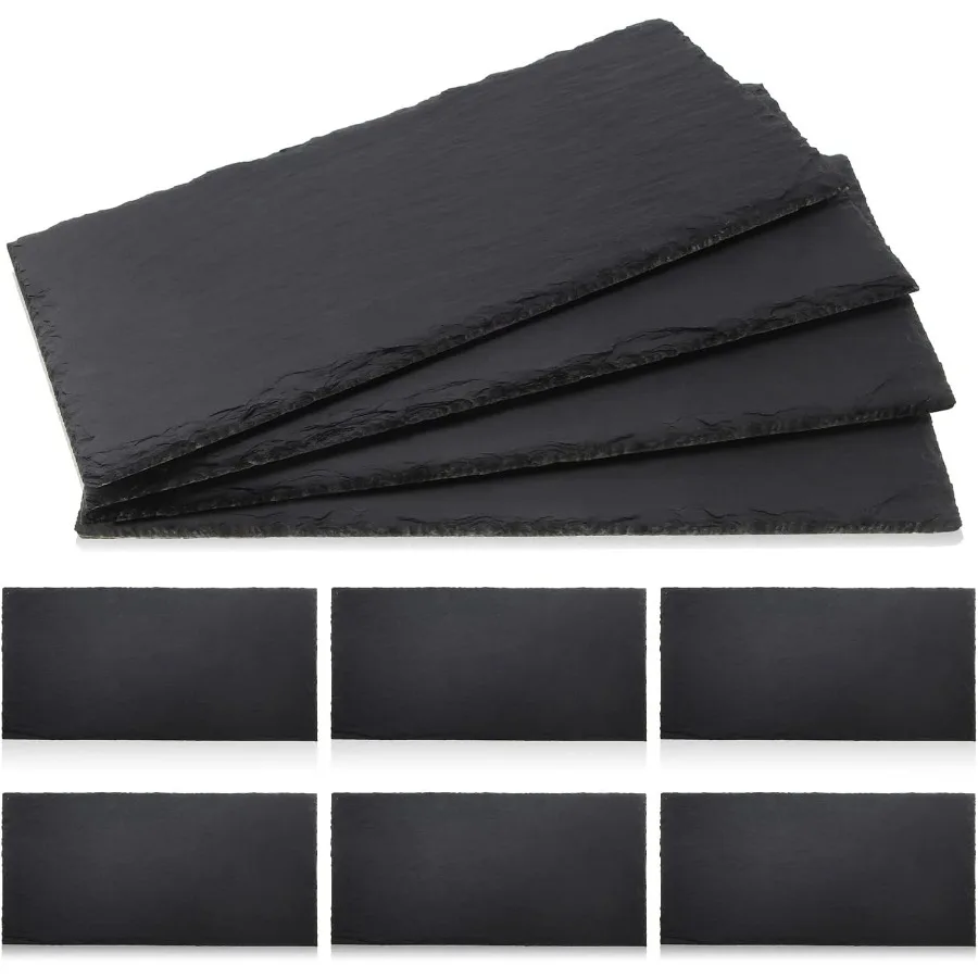 

10 Pcs 10 x 5 Black Slate Charcuterie Boards with Natural Edge for Kitchen Dining Party Serving Stone Platters Ideal for Displa