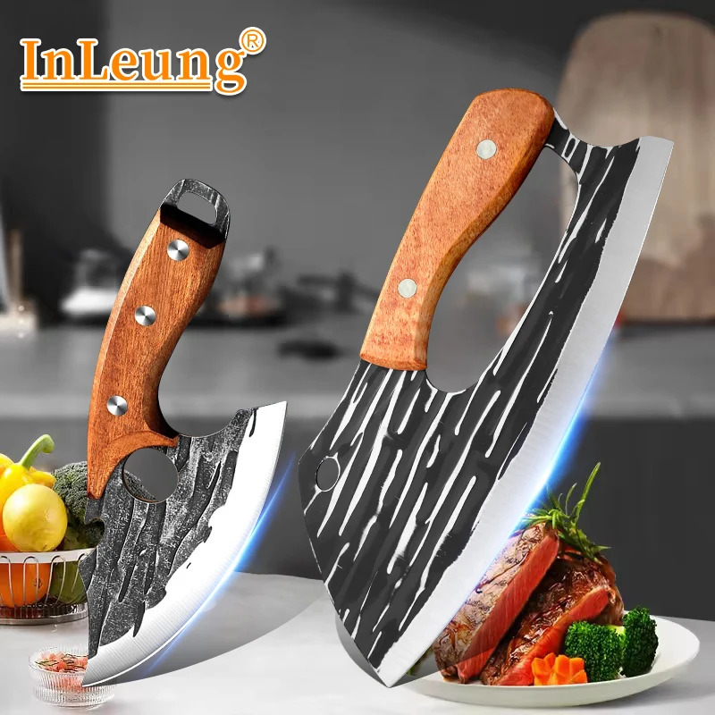 Hand Forged Boning Knife Stainless Steel Sharp Meat Cutting Knife Labor-saving Butcher Cleaver Slicing Knife for Home Restaurant