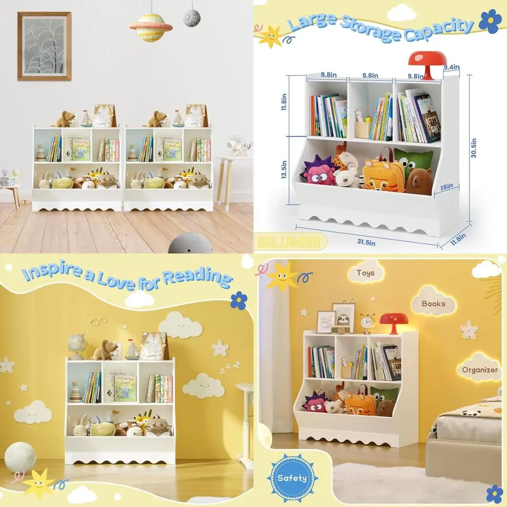 

Трехуровневая деревянная детская книжная полка с 4 отсеками для хранения, органайзер для игровой комнаты для малышей и книг для детской комнаты