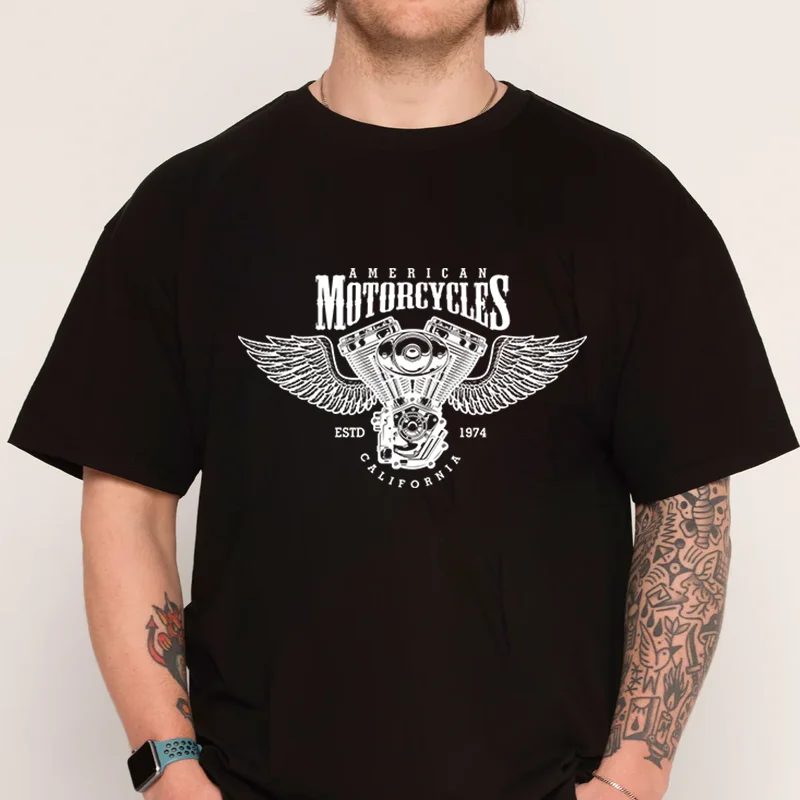 

Vintage Motorcycle T-shirt 100% Cotton O-Neck T Shirt Short Sleeve Casual Mens Tshirt
