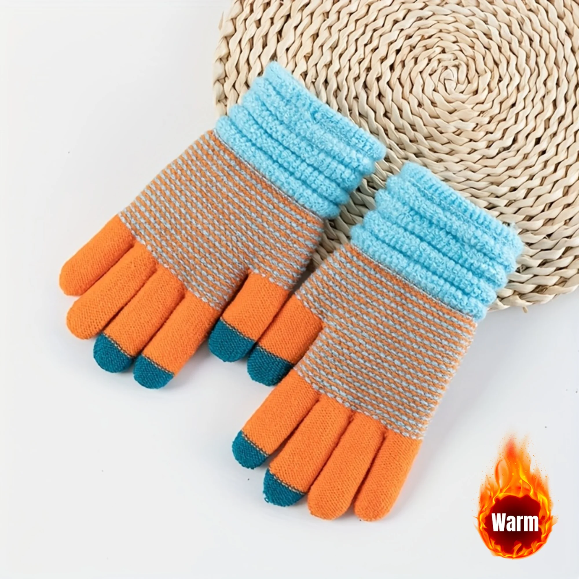 Dicke und warme Winter-Reithandschuhe für Damen, warme Touchscreen-Handschuhe, kontrastierendes Farbdesign im Paarstil