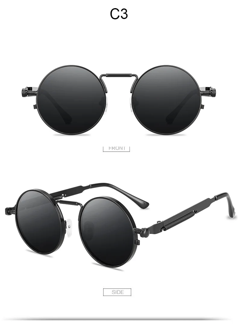 Retro Männer Punk Stil Sonnenbrille Bunte Runde Metall Rahmen Frauen Mode Sonnenbrillen Uv400 2023 – Detail 5