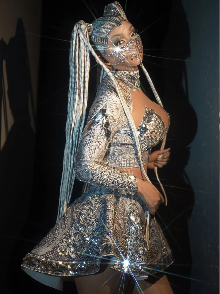 ชุดบอดี้สูทกำมะหยี่สีดำประดับคริสตัลวิบวับ แขนยาว สำหรับผู้หญิง ปี 2025 เหมาะสำหรับงานเลี้ยงกลางคืน งานกาล่า งานปาร์ตี้ งานแสดงบนเวที ไนต์คลับ บาร์