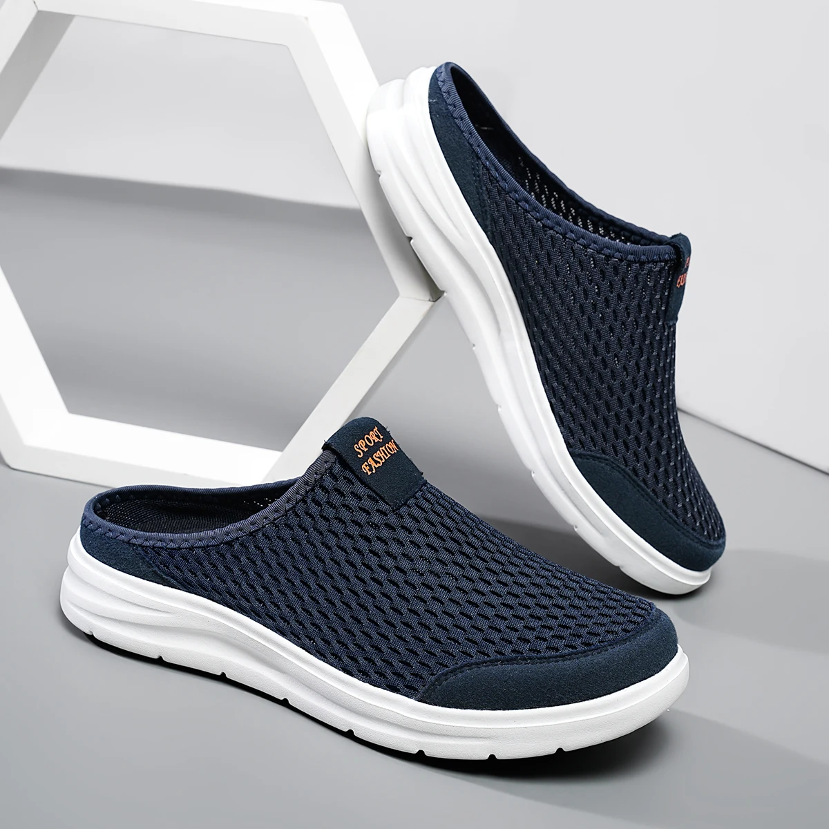 

Casual Shoes Men Summer Breathable Mesh Sneakers Lightweight Comfortable Slip Ons Flats Shoes for Men Fashion Half-slippers
