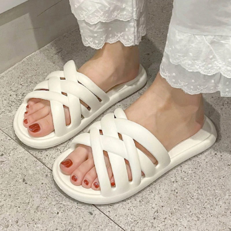 Feslishoet Women Bathroom Slippers Non Slip EVA Shower Slides Sandals Embossed Summer Pool Shoes Suitable Indoor or Outdoor