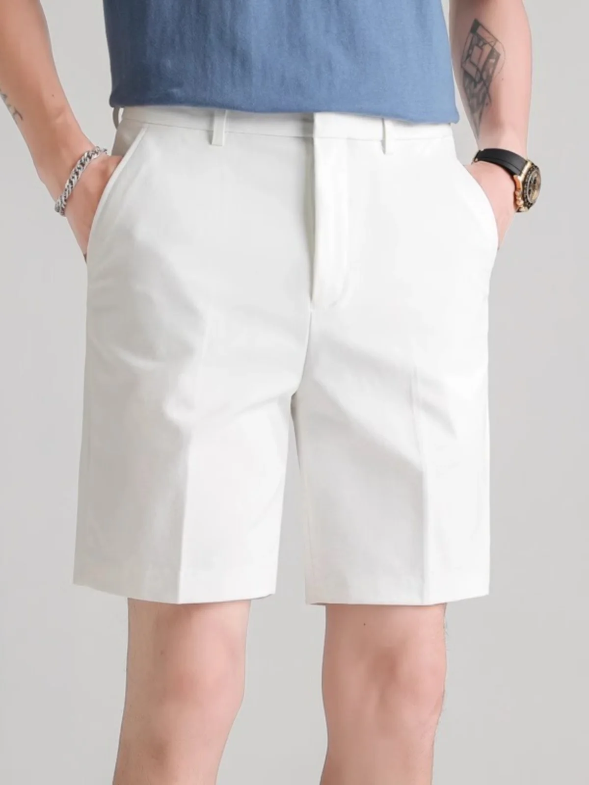 

Корейские мужские повседневные брюки-капри из ледяного шелка, белые, легкие, в стиле Maturi Sensation West