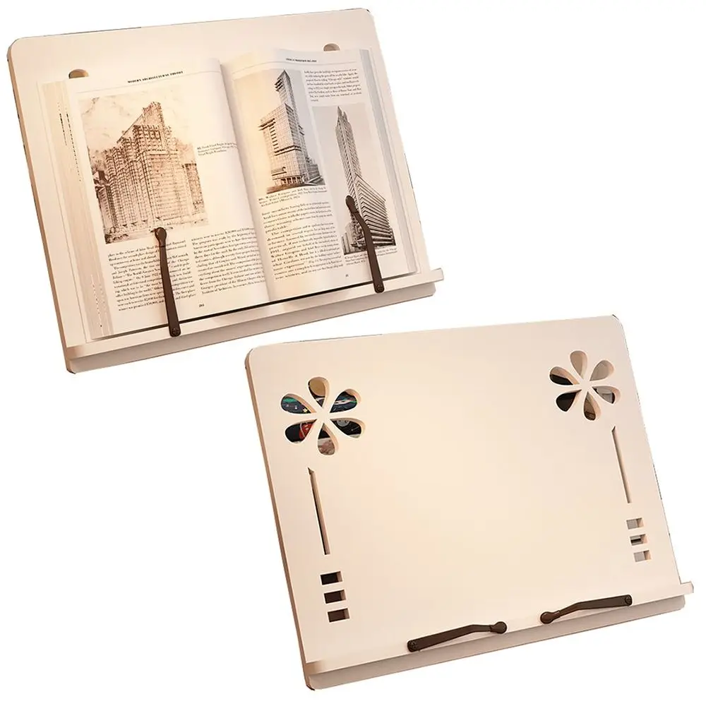 

Регулируемая деревянная подставка для чтения, складная нескользящая подставка для чтения, планшет со скрепочками для страниц, поддержка для рисования, кронштейн для кулинарной книги