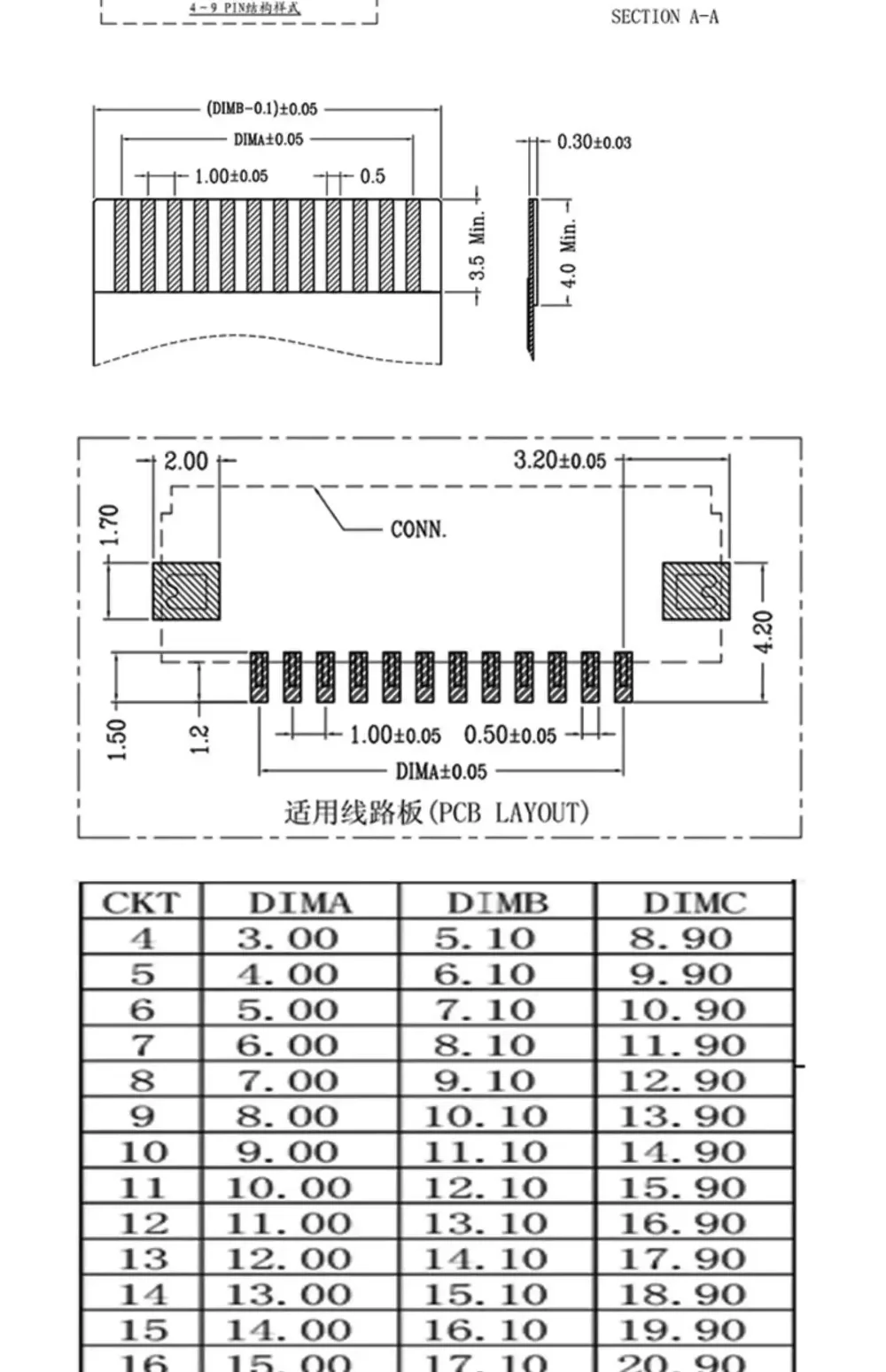 10 Stück FFC/FPC Stecker mit 1,0 mm Rastermaß, Flip-Typ Bodenanschluss 4/6/8/10/16/18-30P Flachkabel – Detail 2