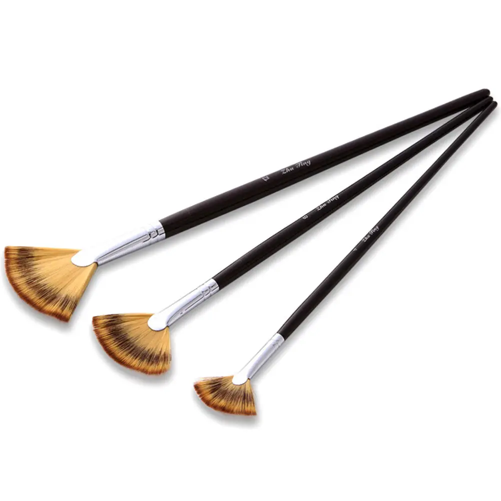 

3pcs Fan-shaped Paint Brushes Lightweight Portable Watercolor Tools Aluminum Handle Oil Painting Pens Beginner Gifts Art