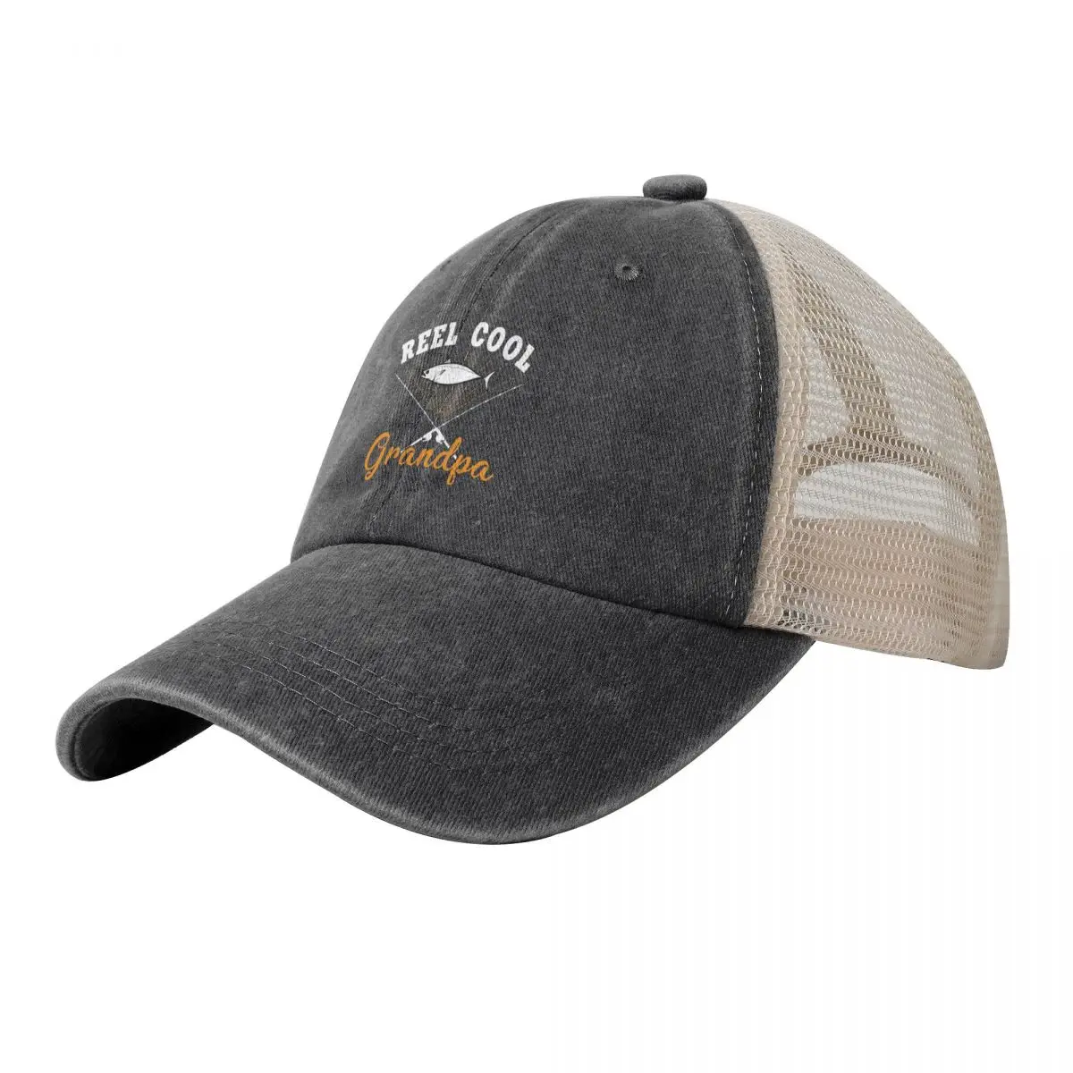 

Mens Reel Cool Grandpa Fishing Design Cowboy Mesh Baseball Cap Golf Hat Hood Man Women's