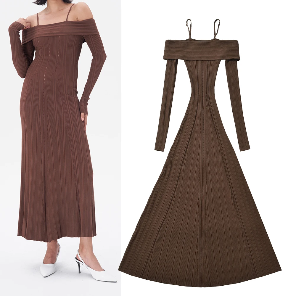 

Женское модное платье на одно плечо с вырезами, универсальное, длинное, из хлопкового трикотажа, повседневная одежда