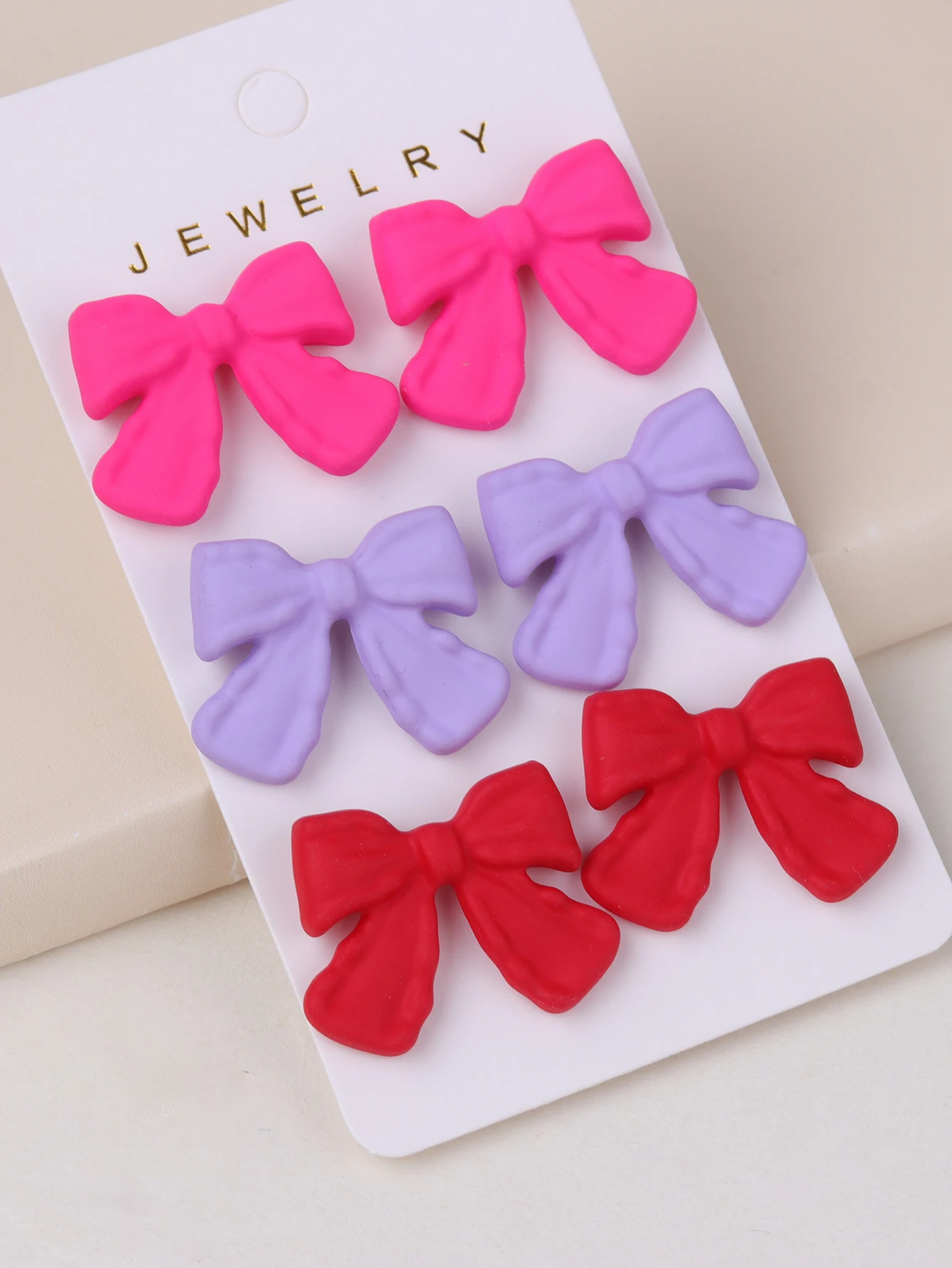 1 Set Of 3 Pairs Sweet And Cool Style Bow Earrings For Women\'S Simple Elegant Ear Accessories Unique Jewelry Gifts