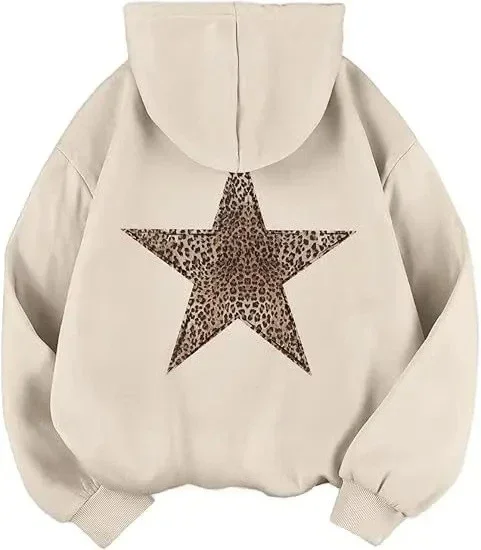 2025 Stern-Grafik Hoodies Y2k Leopardenmuster Kapuzenpullover Geparden-Hoodie Mode Lässiger HipHop Harajuku Unisex Pullover – Detail 7
