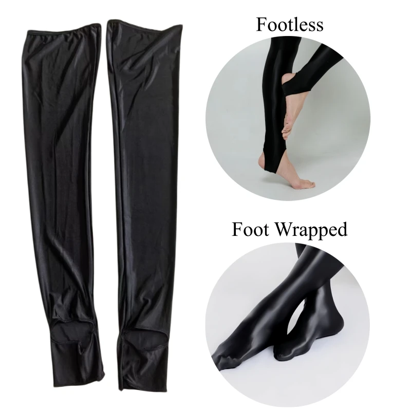 80D Fußlose / Fußbedeckende Stretch-Overknee-Strümpfe für Damen, Sexy Weiche Satin-Strümpfe mit Glanz-Effekt für Party, Pole Dance und Clubwear