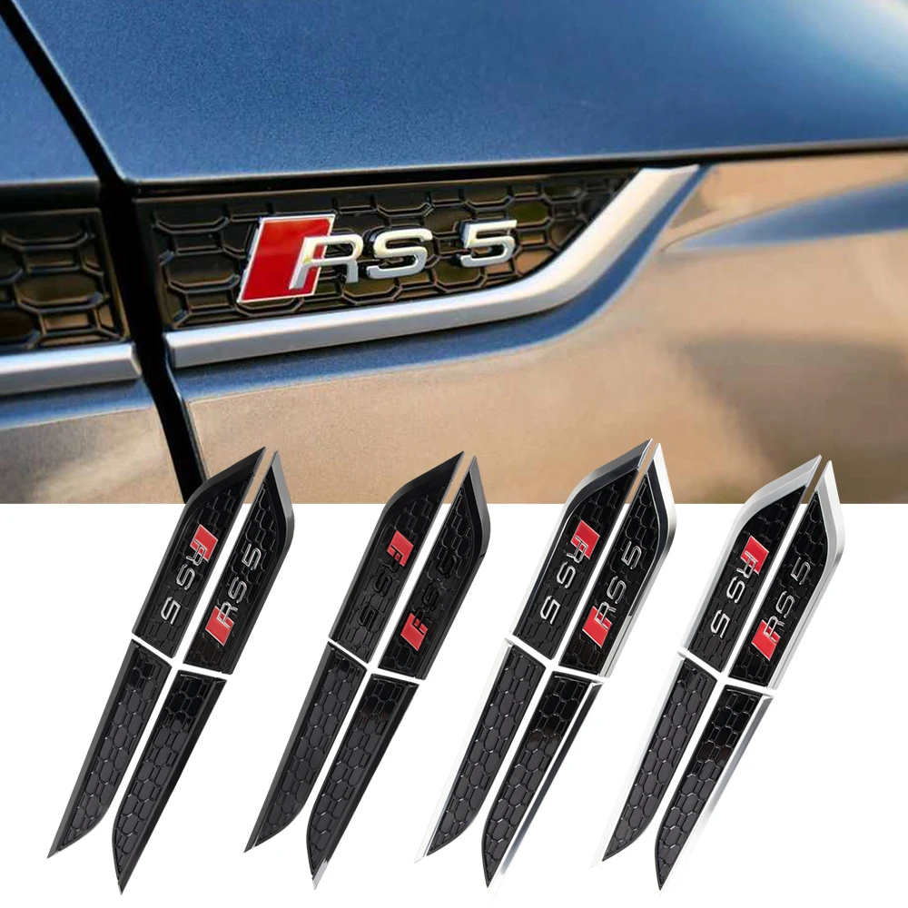 1 paar ABS RS5 emblem Seite Aufkleber Stoßstange Borte Fender Abzeichen Aufkleber Für Audi RS5 a1 S4 Auto Styling Aufkleber auto Zubehör