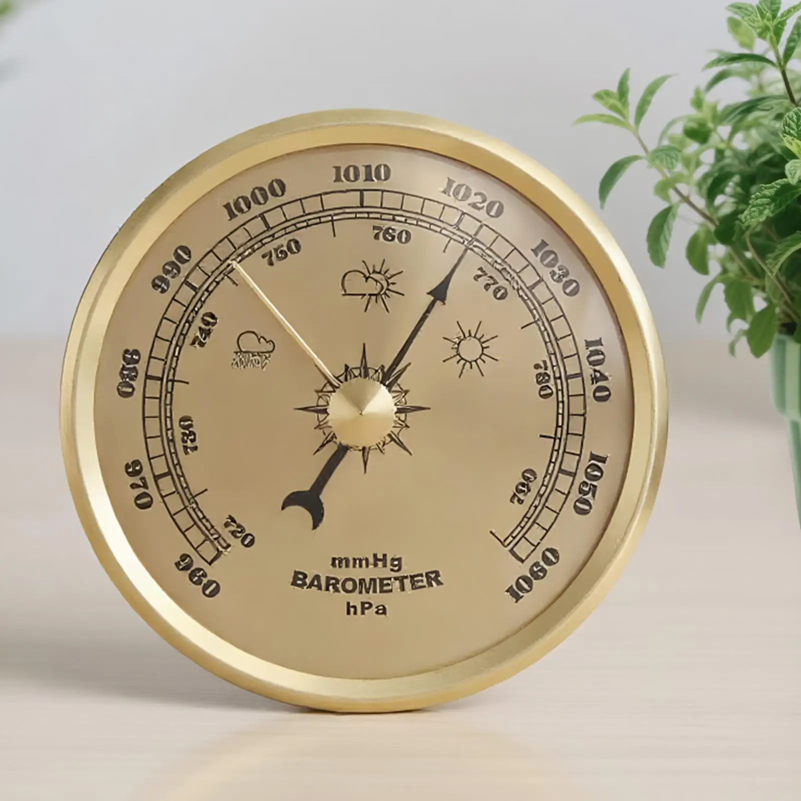 الصيد بارومتر المنزلية بارومتر 960-1060hPa قياس الضغط محطة الطقس جدار معدني معلق بارومتر ميزان الحرارة