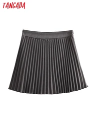 Tangada 2024 Women Pleated Shorts Skirts Zipper High Waist Mini Shorts 10H31