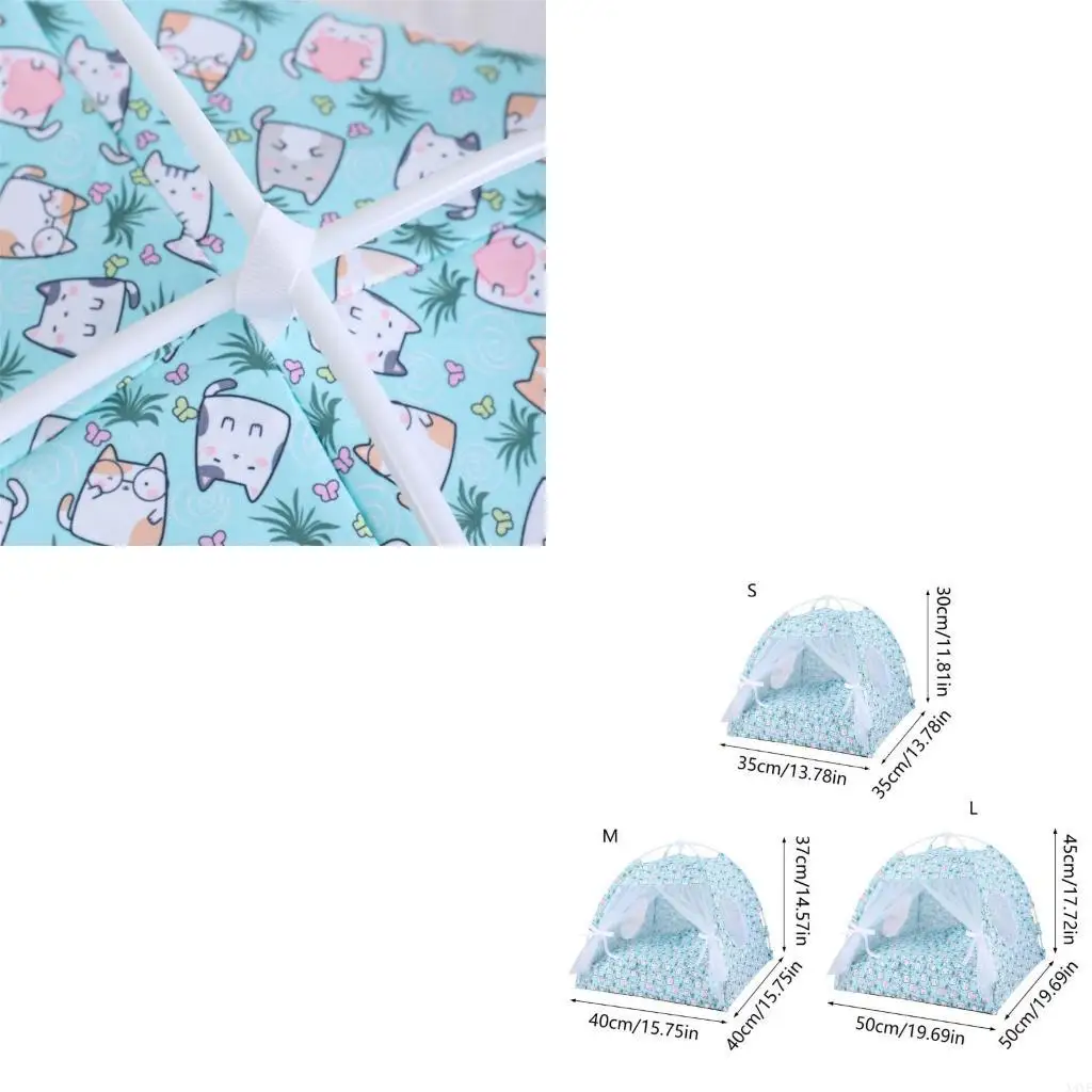 

X4YE Outdoor Cats Tent with Sheer Curtain for Camping Traveling Cats Dogs Indoor Outdoor Teepee for Camping House Breathable