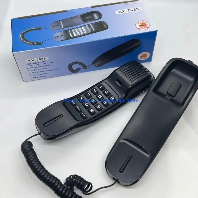 F68C Corded Landline Phone Fixed Telephone with Mute Redial Wall Phone Mini KXT638