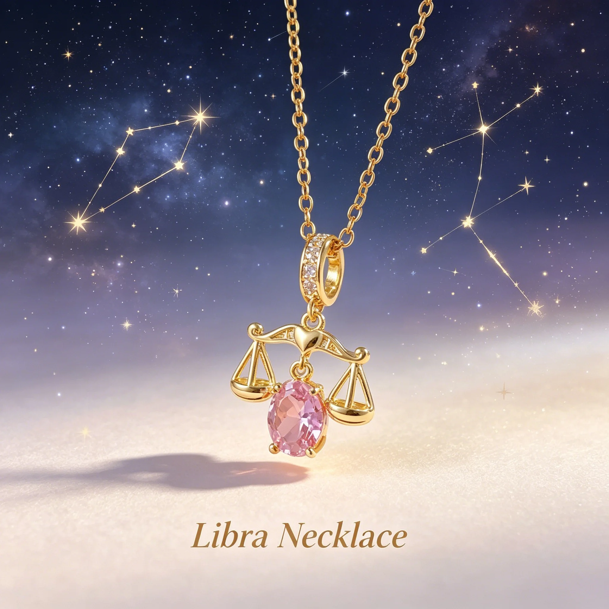 Sparkling Libra Zodiac Charm Necklace, Starry Style for Daily Wear & Birthday Gifting,elegant All-match Daily Jewelry