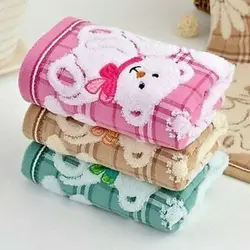 100% Pure Cotton Baby Towel Cute Cartoon Bear Soft Double Face Towels 25*50cm