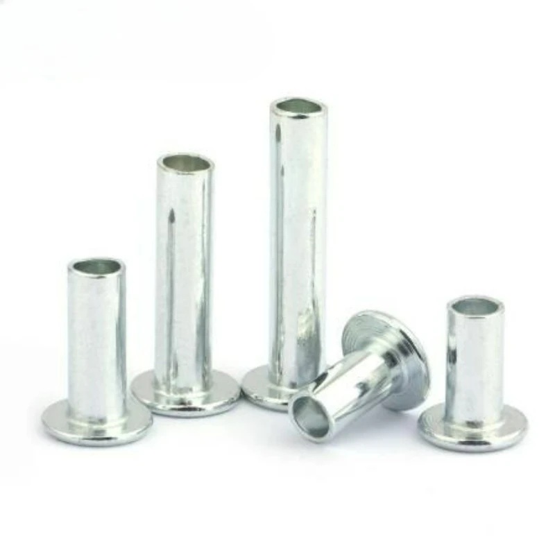50-500pcs M3 M4 M5 M6 M8 Carbon Steel Galvanized Flat Truss Head Semi-hollow Bolt Socket Shank Semi-tubuler Rivet GB875
